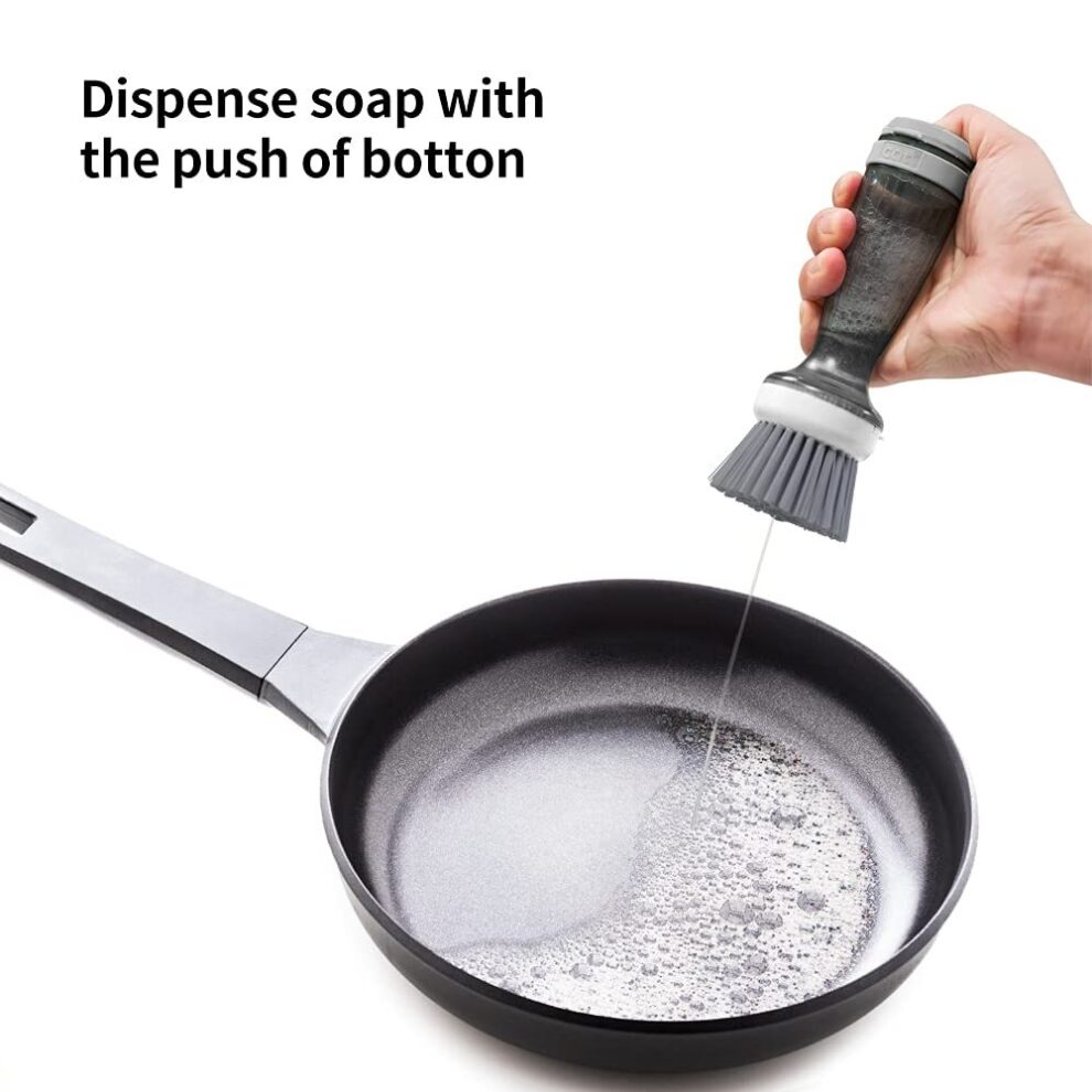 Soap-Dispensing Pot & Dish Brush – Durable Non-Scratch Scrub Brush with Built-In Soap Dispenser for Pots, Pans & Kitchen Sink - Image 2
