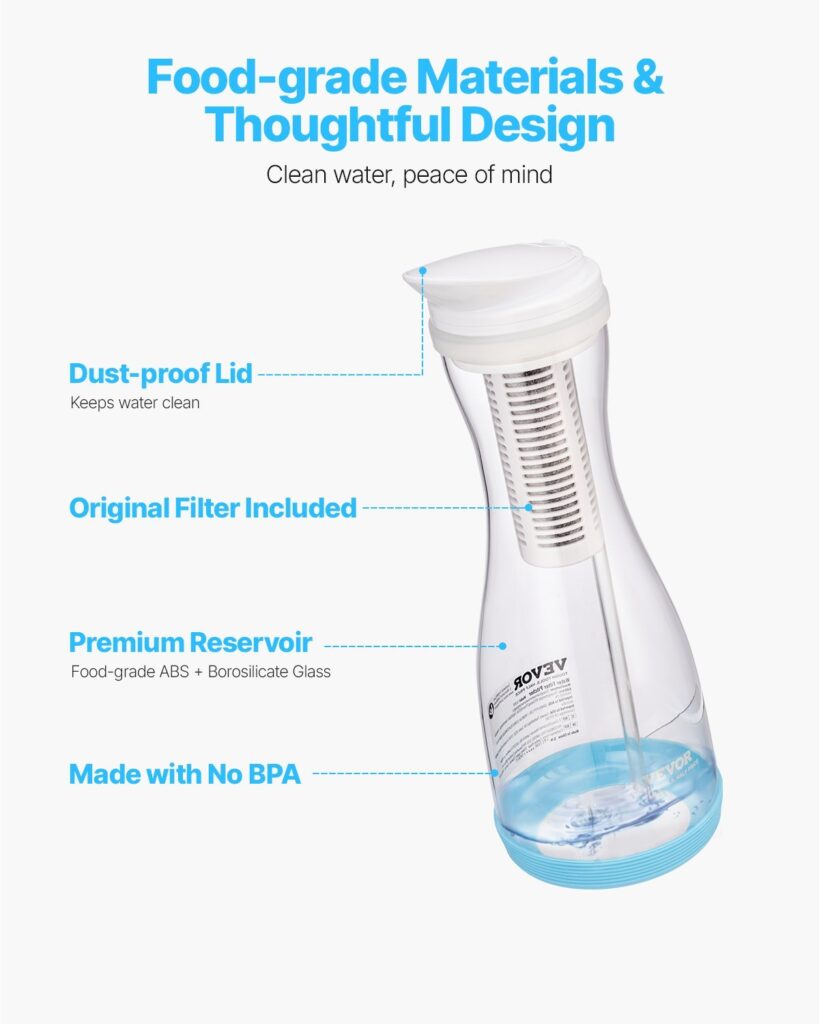 Water Filter Pitcher 6 Cup Glass Water Filtration Pitcher 211 Gallons No BPA - Image 2