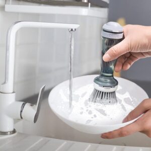 Soap-Dispensing Pot & Dish Brush – Durable Non-Scratch Scrub Brush with Built-In Soap Dispenser for Pots, Pans & Kitchen Sink