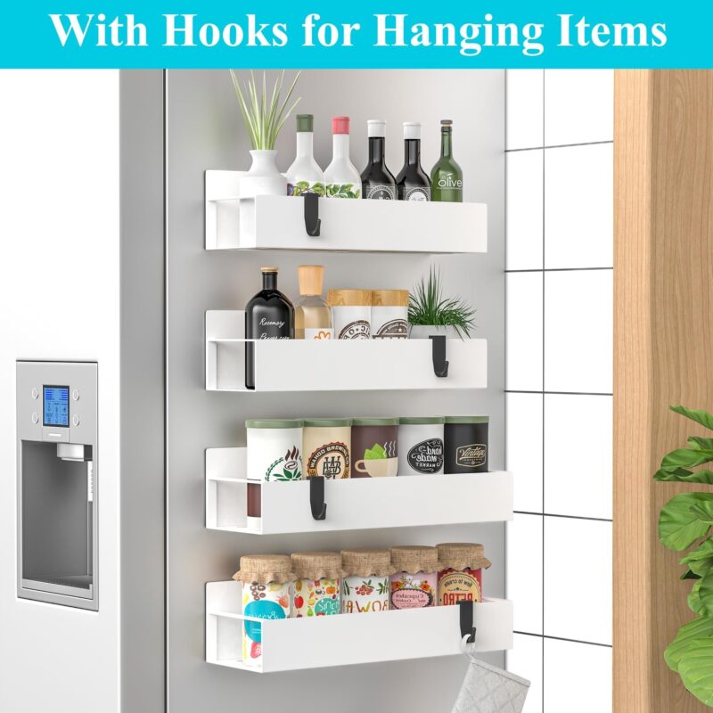 Magnetic Refrigerator Side Shelf – No‑Drill 4‑Tier Spice Rack Organizer - Image 3